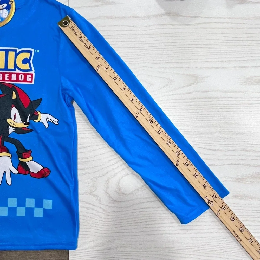 Sonic the Hedgehog Pajama Set Boys Size 8 Blue Long Sleeve Shadow 2pc NEW
